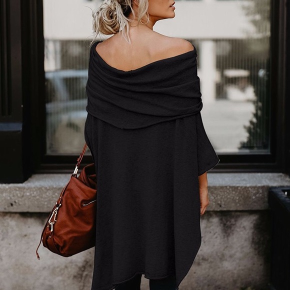 Women oversized poncho sweater tops high low asymmetrical wrap - Picture 1 of 6